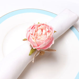 ห่วงรัดผ้าเช็ดปากลายดอกกุหลาบสีชมพูหวานใหม่สำหรับตกแต่งโต๊ะอาหารค่ำในวันวาเลนไทน์ - Product Image 2