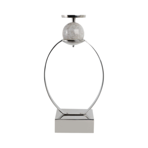Sculptural Candle Holder With Marble Sphere Accent Elegant Pillar <b>Candlestick</b> For Table Centerpiece Or Entryway Decor - Product Image 1