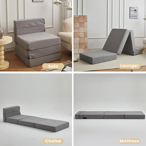 Convertible <b>Sofa</b> <b>Bed</b> Square <b>Foldable</b> Multifunctional Extra Deep Seat 22.8 Inch For Living Room Bedroom Floor Use - Product Image 3