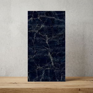 Nikola Blue Sintered Stone 24x48 Inch Glossy Wall Floor Tiles Luxury Blue Marble Collection - Product Image 3