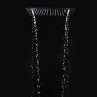 Sistema de Ducha Termostática de Techo con Efecto Lluvia, Grifo Cuadrado Moderno de Latón, Juego de Ducha de Cerámica para Hotel, Negro Mate Cepillado, Jets Corporales
