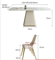 ATUNUS Table lumineuse en pierre de luxe légère, table en béton simple et moderne, tables et chaises de salle à manger rectangulaires haut de gamme