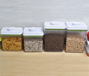 Easy Open Air-tight Cereal Dry Food Container Set Kitchen Plastic Box With Lid/ Stack Pantry Rice Cereal Food Container Set