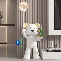 Décoration d'intérieur INS Creative Violent Bear Moon Lamp Storage Large Floor-standing Décoratif Résine Artisanat Ornement pour Maison Cadeau