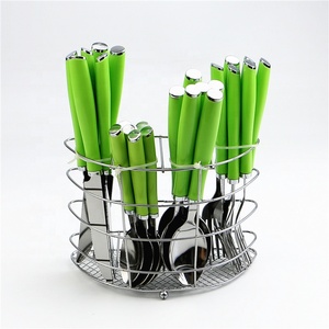 Juego de cubiertos de acero inoxidable con mango de plástico, superventas en Sudamérica, 24 unidades - Product Image 3