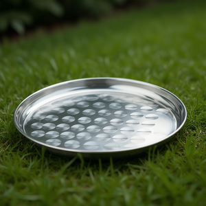 Vassoio da cameriere Garinox rotondo in acciaio inox con superficie perforata - Product Image 3