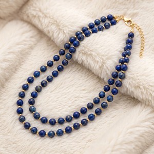 Ear enlace oem odm Wholesale Gold Plated <b>Beaded</b> <b>Necklaces</b> With Lapis Lazuli Natural Gemstone Chain Jewelry For Women - Product Image 3
