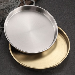Assiette à manger et plateau de service en acier inoxydable 304 personnalisés placage sous vide à motif végétal durable et élégant - Product Image 1