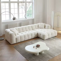 Ensemble de canapés modulaires de style minimaliste moderne, meubles de salon, canapé en tissu velours Teddy, canapé en forme de L