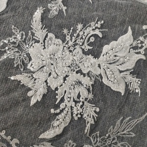 Hot Selling Wedding Design White <strong>Sequin</strong> <strong>and</strong> <strong>Beaded</strong> <strong>Embroidery</strong> Tulle Fabric for the Bridal Lace Dress - Product Image 4