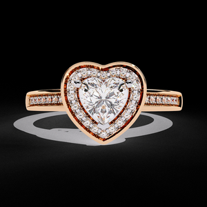 Heart Shaped 0.60 Carat Lab Grown Diamond Womens Engagement Ring IGI Certified 18K Gold Halo Custom Wholesale From India - Product Image 2