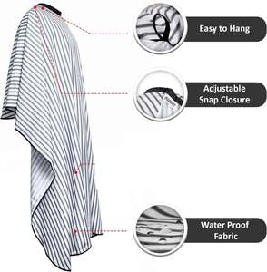 Capa de Barbería Portátil Resistente al Agua con Diseño para Cortar el Cabello, Delantal de Peluquería, Accesorios de Barbería (Negro Blanco) - Product Image 4