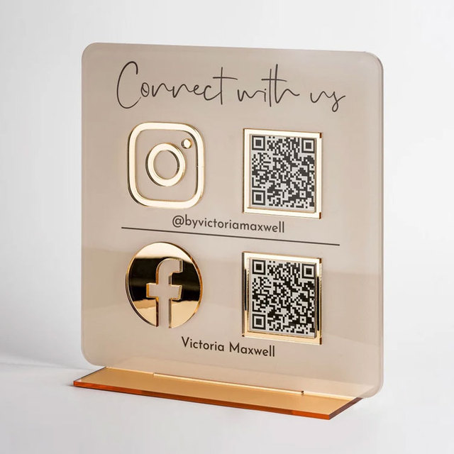 JAYI Custom Acrylic Business Social Media Sign Payment Sign QR Code Sign Stand
