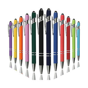 Low Price <b>Retractable</b> Green Ballpoint <b>Pen</b> Medium Point 1.0 mm Promotional 2 in 1 Metal Ballpoint Stylus <b>Pen</b> With Soft Rubber - Product Image 3