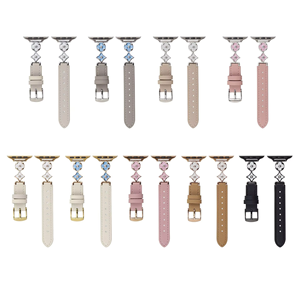Bracelet en cuir de connecteur en métal fleur à quatre feuilles pour Iwatch10 9 8 <span class=keywords><strong>7</strong></span> 6 5 Bracelet pour <span class=keywords><strong>Apple</strong></span> <span class=keywords><strong>Watch</strong></span> Ultra bracelet de montre en cuir femmes - Product Image 1