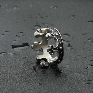 <b>Crown</b> Ring Men's Stainless Steel <b>Silver</b> Geometric Punk Style Gift Jewelry 26088 - Product Image 3