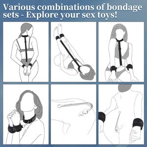 Anal Hook BDSM Sex Bondage <strong>Neck</strong> to Wrist <strong>Restraints</strong> Kit Sex Toys for Couple Adjustable Behind Back Handcuffs - Product Image 2