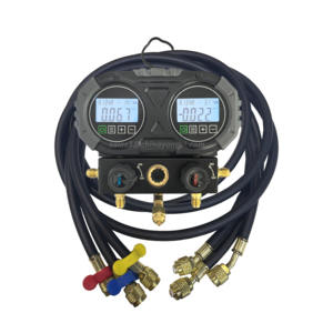 एचवीएसी एयर कंडीशनर डिजिटल कई गुना गेज डिजिटल रेफ्रिजरेटर दबाव गेज, 1.5 मीटर चार्जिंग नली के साथ - Product Image 2