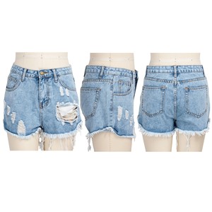 MHSF2299 <span class=keywords><strong>Brocken</strong></span> Hole Short en jean d'été pour femme, avec braguette zippée, poches et déchirures - Product Image 6