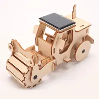 Rodillo de carretera de madera 3D de energía Solar, juguete educativo artesanal