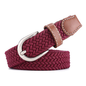 Cinturón de cintura trenzado elástico de lona para hombres y mujeres Cinturones elásticos de moda con aleación para hebilla - Product Image 5