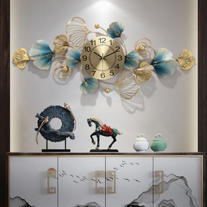 All'ingrosso grande metallo orologio da parete Ginkgo foglia pavone Art Designer movimento al quarzo personalizzato silenzioso <span class=keywords><strong>soggiorno</strong></span> parete decorativa - Product Image 4