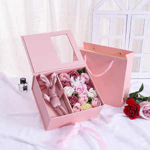 Coffret Cadeau Bijoux Fleur personnalisé boîtes en carton magnétiques emballage boîte cadeau fleur avec fenêtre couvercle - Product Image 4