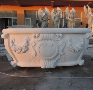 Nhà sang trọng trong nhà thiết kế hiện đại freestanding Tay Chạm Khắc bồn tắm màu be đá cẩm thạch đá bồn tắm đá cẩm thạch tự nhiên bồn tắm - Product Image 4