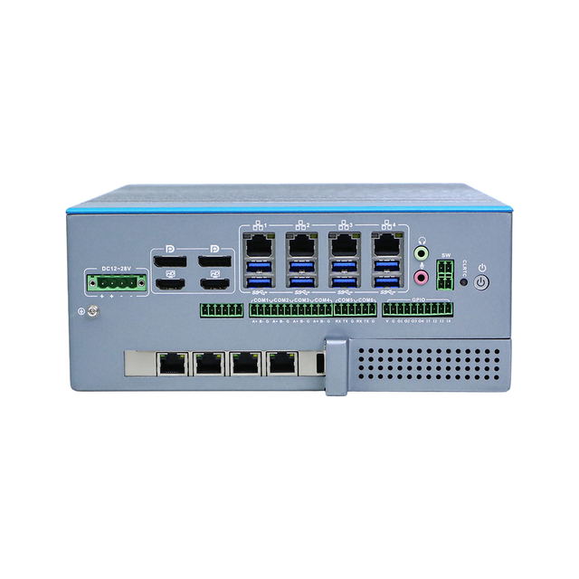 Mini PC Puissant Intel Core 12th 14th Gen Fanless Industrial Computer PCIe X16 6 COM 4 GbE LAN 12V-28V DC for Machine Vision