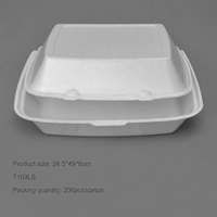 Boîte à lunch jetable en mousse T103LB à 3 compartiments, boîte d'emballage pour hamburger, boîte à hamburger biodégradable pour la restauration rapide