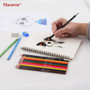 Macaron 12 <span class=keywords><strong>matite</strong></span> <span class=keywords><strong>colorate</strong></span> + 2 <span class=keywords><strong>matite</strong></span> al carbone triangolari in legno colorato set di <span class=keywords><strong>matite</strong></span> con Logo personalizzato per la pittura - Product Image 2