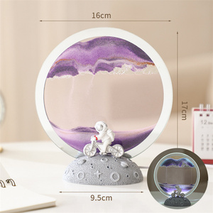 Image d'art de sable mobile Verre rond 3D Deep Sea Sand <span class=keywords><strong>scape</strong></span> lampe de table dynamique mouvement liquide sablier affichage veilleuse - Product Image 4
