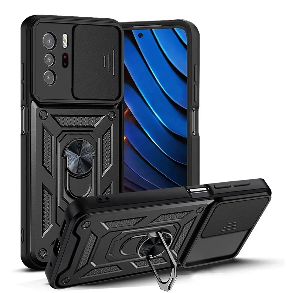Three in one wholesale high quality shockproof luxury back cover for Redmi Poco X3 GT Factory magnetic kickstand case