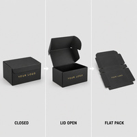 Boîte cadeau pliable à couvercle rabattable, impression personnalisée pour bijoux, cosmétiques, bougies, noir mat, dorure à chaud, livraison directe d'usine