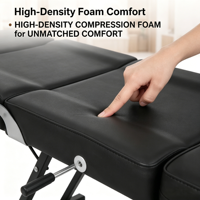 Table de massage hydraulique réglable en aluminium avec appui-tête intégré, chaise de salon portable, tabouret inclinable à 180° avec repose-jambes haute densité
