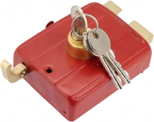 556 クラシックレッドポリッシュ外装ドアロックダブルロックラッチキー操作防水木製鉄ドア寝室用より安全 - Product Image 3