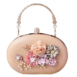 Bolso de mano floral 3D para la noche, bolso ovalado con asa y cadena desmontable, elegante cartera para <span class=keywords><strong>mujer</strong></span> para bodas y fiestas - Product Image 4