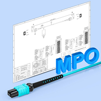 Kabel Patch MPO-MPO, Serat Multimode OM4 OM3, Serat 12Core 16Core 24Core 32Core untuk Transceiver QSFP+, 6 Meter (20 kaki) 8 Untaian