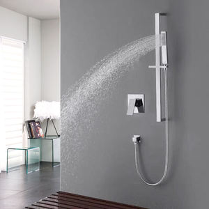 59-1 Brass in Wall Concealed <b>Shower</b> Set with One Function Sliding Rod Square Handheld Rainforest <b>Shower</b> - Product Image 1