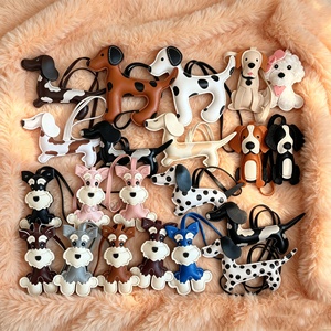 Pendentif chien Border Collie en cuir PU avec longue sangle, porte-clés chiot, chien Bichon, <span class=keywords><strong>Labrador</strong></span> Retriever pour breloques de sac - Product Image 1