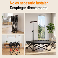 Trampolín Plegable Hexagonal Negro con Marco de Acero, Capacidad de Carga Máxima de 150 kg, Grado Comercial, Rebounder para Gimnasio en Casa, Disponible en España
