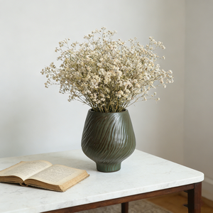 <span class=keywords><strong>Vaso</strong></span> in Ceramica Verde Oliva Semi-Opaco Stile Wabi-sabi, <span class=keywords><strong>Vaso</strong></span> Scultoreo in Ceramica Verde Muschio Intagliato a Mano, <span class=keywords><strong>Vaso</strong></span> <span class=keywords><strong>per</strong></span> Fiori Secchi - Product Image 1