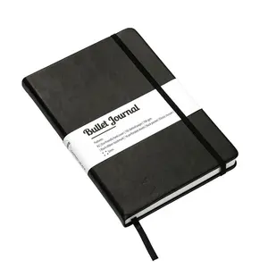 Notebook organizador de notebook de couro personalizado, notebook de cobertura dura fecho elástico produtos de venda quente