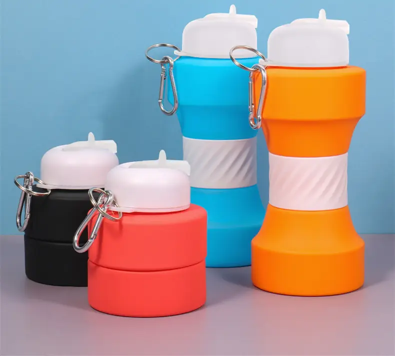 Portable collapsible 650ml Foldable custom logo Silicone gym Dumbbell Water Filling Cup Sport Bottle for Outdoor C