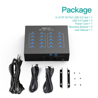 Sipolar A-213P 20 ports USB 3.0 Hub Splitter Built in 5V 22A Power Supply 200W Hub pour téléphone remis à neuf