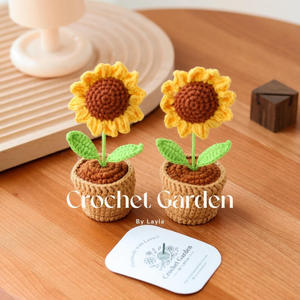 Fleurs artificielles <span class=keywords><strong>de</strong></span> tournesol <span class=keywords><strong>au</strong></span> <span class=keywords><strong>crochet</strong></span> faites à la main pour pots décoratifs <span class=keywords><strong>de</strong></span> Noël jardinières couronnes et plantes - Product Image 2