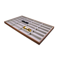Grande boîte de rangement et de présentation portable en bois de noyer gris-blanc à grain de noyer, moderne et durable, pour 24 paires de lunettes