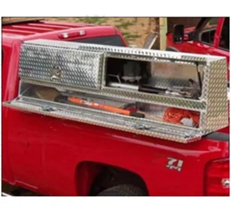 Kotak penyimpanan alat tempat tidur truk aluminium kustomisasi kotak peralatan samping atas pintu penuh dengan laci