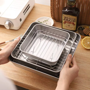 Plateau de cuisson épaissi pour cuisine, égouttoir carré anti-rouille pour <span class=keywords><strong>friteuse</strong></span> à air, utilisation polyvalente - Product Image 3