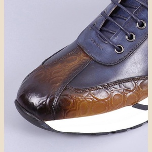 Fashion High-quality Cow Genuine <b>Leather</b> Two Tone Color Custom Logo Handmade Men's <b>Sneaker</b> Breathable Comfort Autumn Luxury - Product Image 4